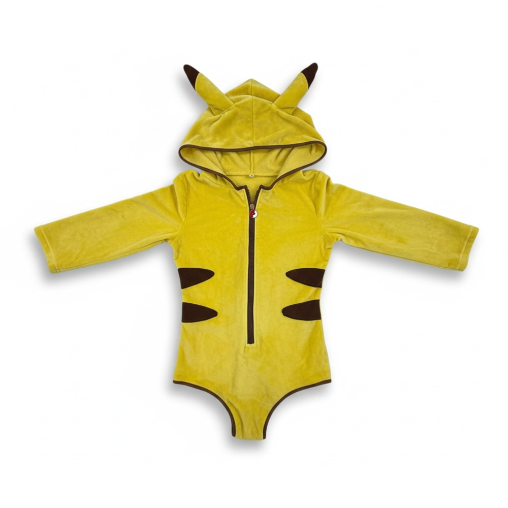 LittleForBig Pikachu Cosplay Fleece Hooded Bodysuit Romper Onesie